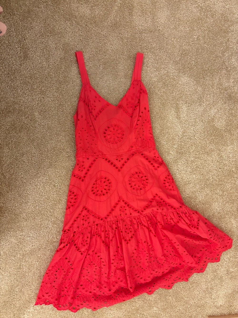 Red eyelet dress